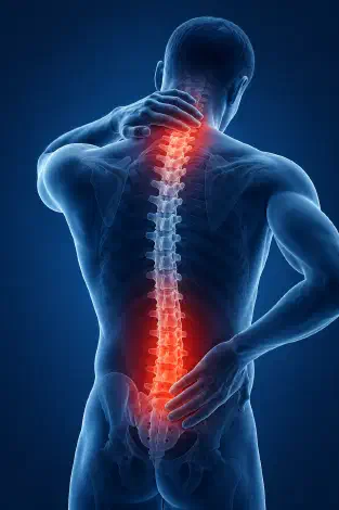 Clinical spine-focused treatment scene for upper back and neck care